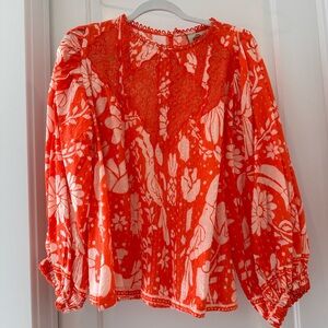 FARM Rio Neon Orange Jungle Mini Blouse